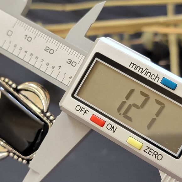 Black Stone Statement Ring, Sterling Silver Ring, 1.27 Inch Stone, Size 7.25 - Picture 7 of 9